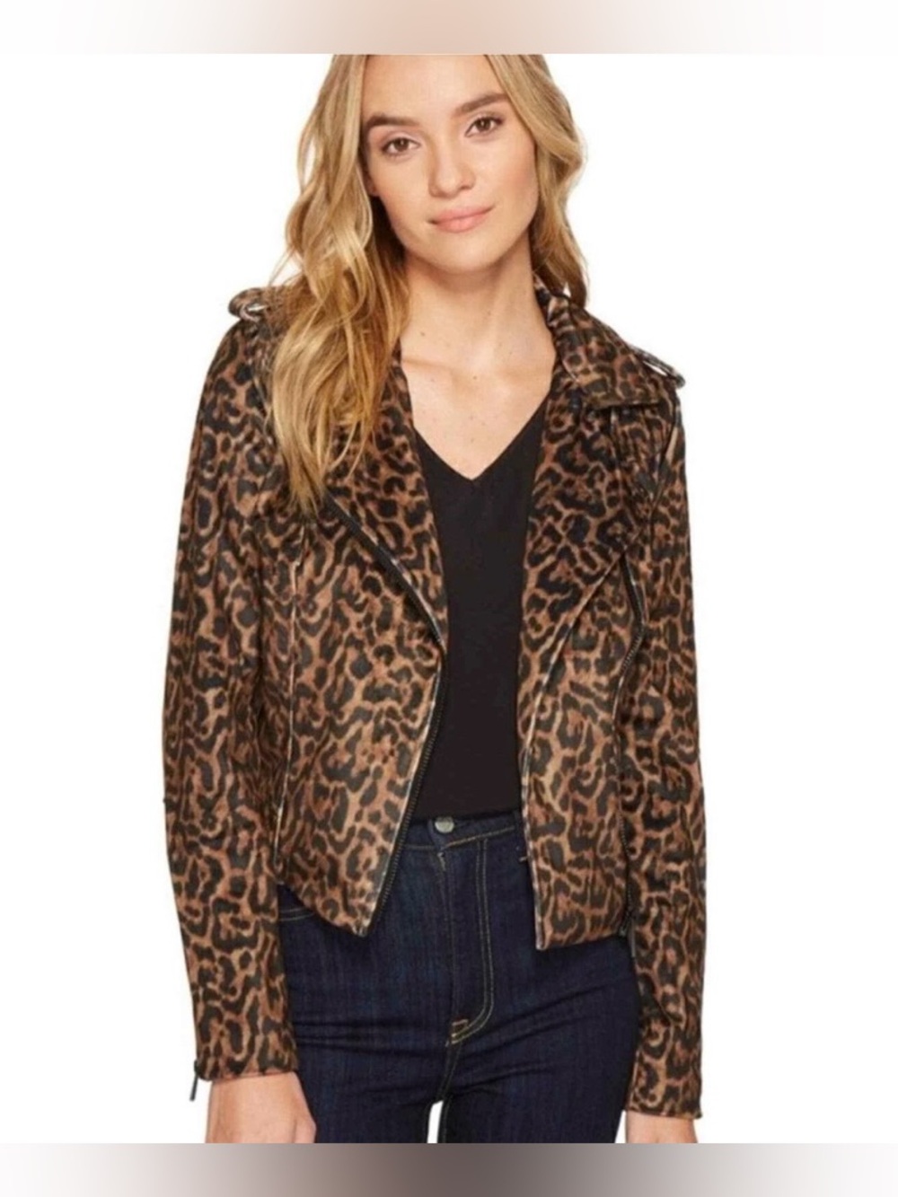 NWT Romeo & Juliet Couture Soft Brown Combo Leopard Print Blazer Jacket Size S